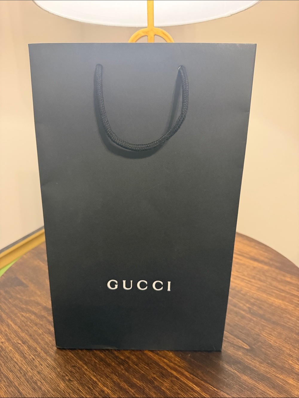 Gucci Black Paper Shopping Bag with White Logo